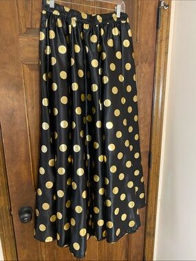 Cato Black Maxi Skirt with Gold Polka Dots